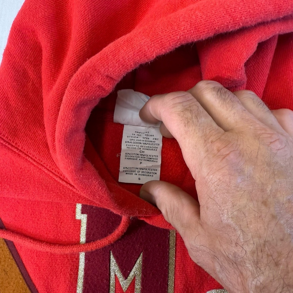 Vintage 90S Champion Cotton Weave Hoodie Men's Or women's Embroidered Y2K Red - Picture 6 of 16